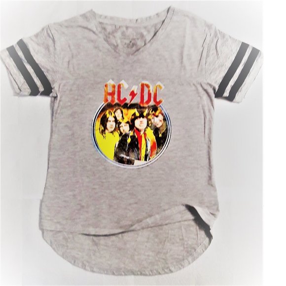 AC/DC Highway to Hell metal rock blues V-neck Official Football T-Shirt L NWT - Picture 2 of 3